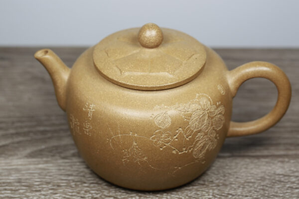 Top view of Zisha Large Duanni Clay Teapot with Design