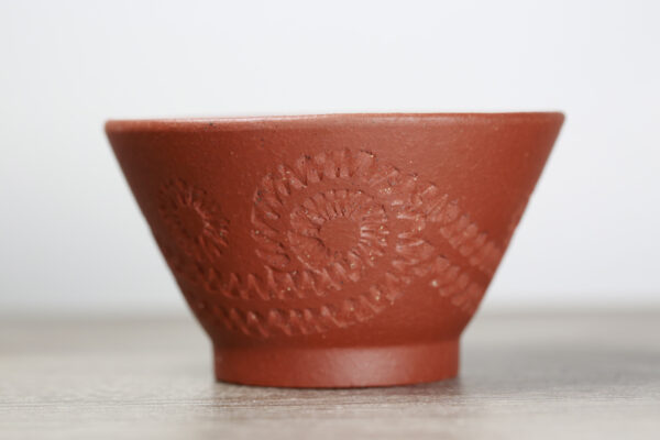 Side view of Small Teacup - Small Clay Teacup with Design