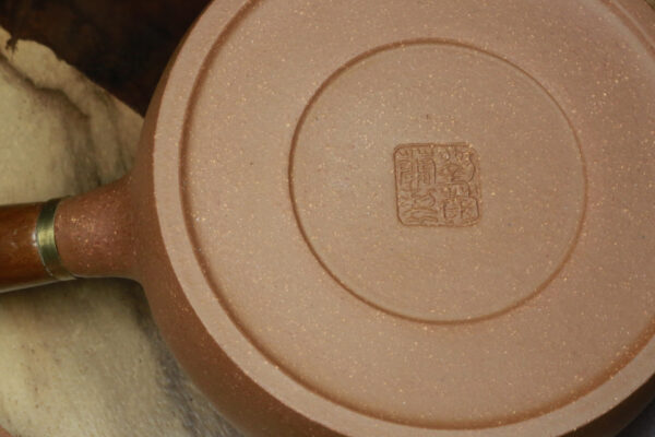 Bottom close view of Zisha Teapot with Handle - Aged Zisha Duanni Clay