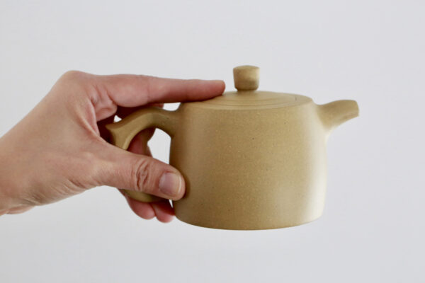 Hand on top of Aged Duanni Clay Teapot for 4-6 People