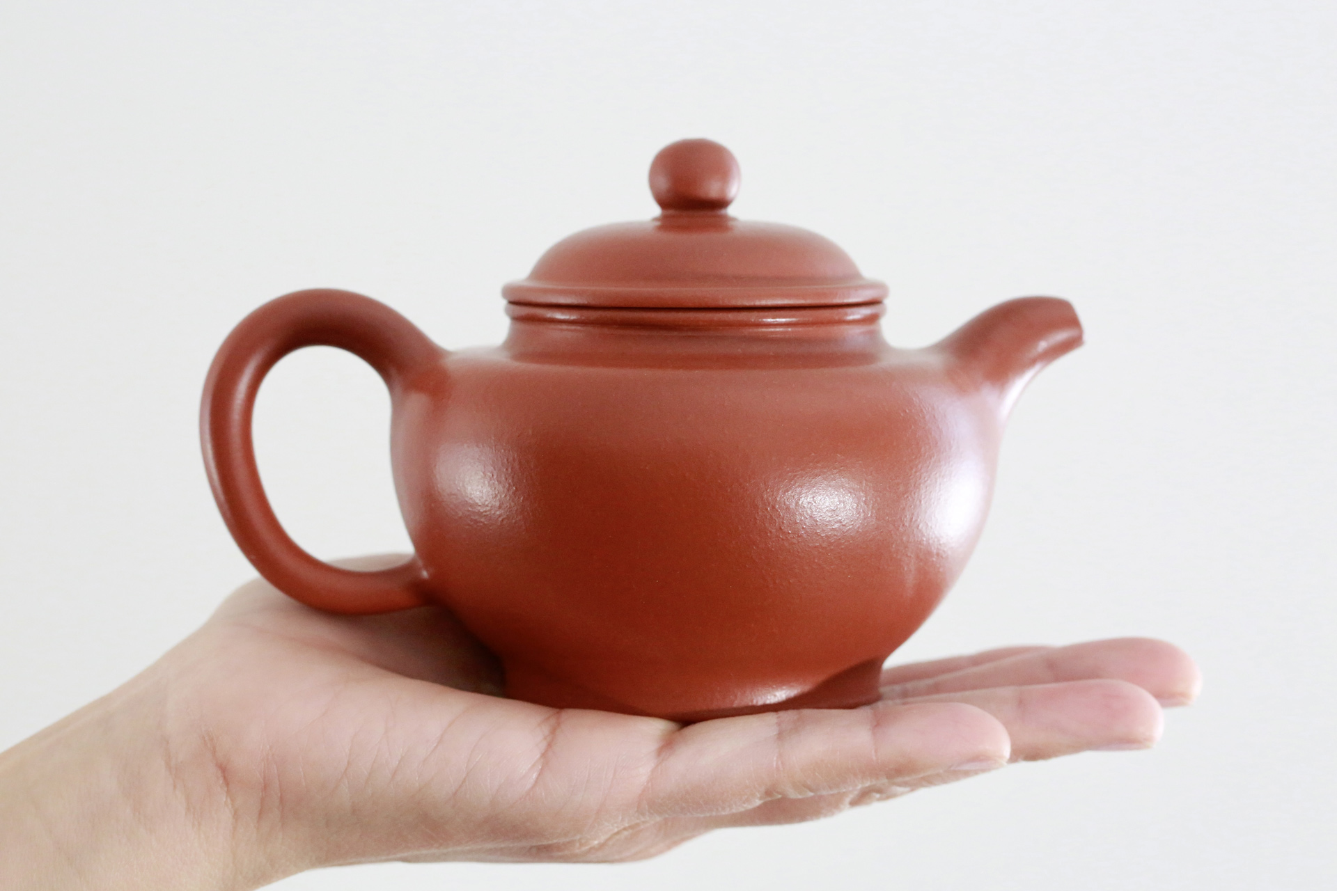 Zhou Guizhen - Yixing Zisha Teapot Master on top of hand